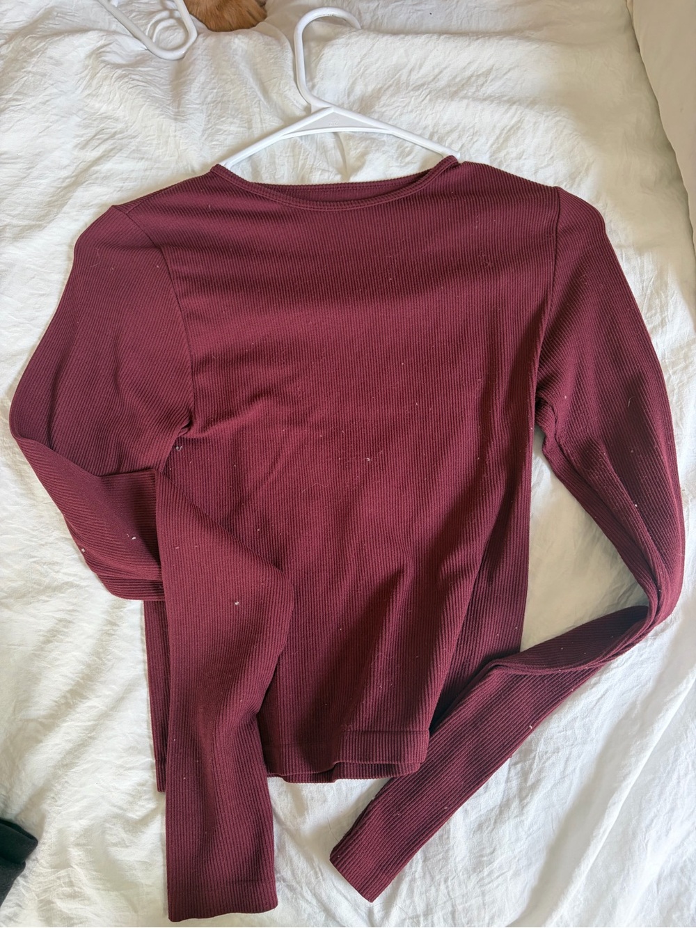 Women’s Long Sleeve Ribbed Top - Burgundy